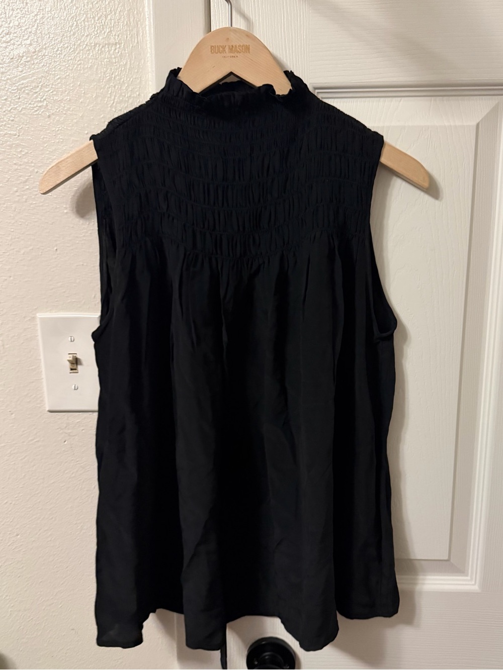 NWT Madewell Smocked Mockneck Sleeveless Top: NY669: JET BLACK BK0070
Size: S - Picture 5 of 7